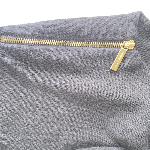MICHAEL KORS Sweater Dress Logo Zip Shoulder Dolman Sleeve Cowl Neck Size M - Picture 10 of 11
